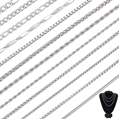 12Pcs 12 Styles 304 Stainless Steel Chain Necklaces NJEW-PH0001-43-1