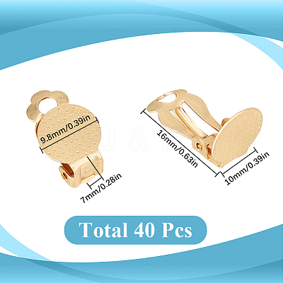 40Pcs 304 Stainless Steel Clip-on Earring Findings STAS-SC0008-39G-1