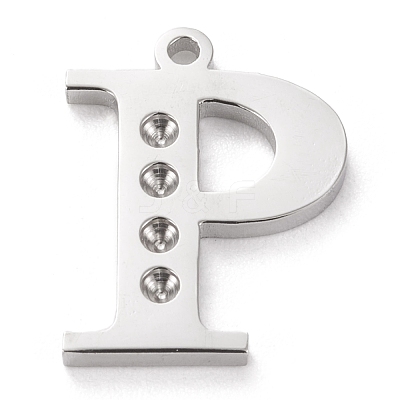 Tarnish Resistant 304 Stainless Steel Letter Pendant Rhinestone Settings X-STAS-J028-01P-1
