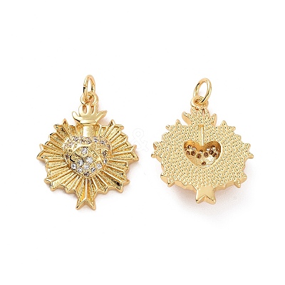 Rack Plating Brass Micro Pave Cubic Zirconia Pendants KK-C008-29G-1
