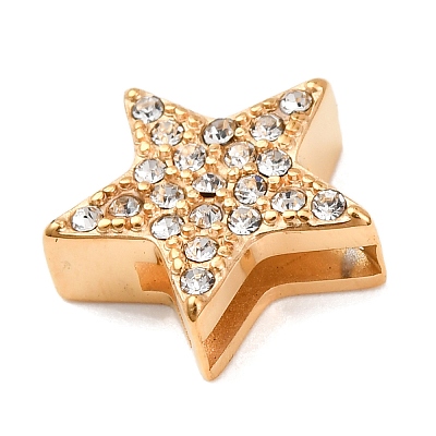 304 Stainless Steel Rhinestone Slide Charms STAS-P421-04C-G-1