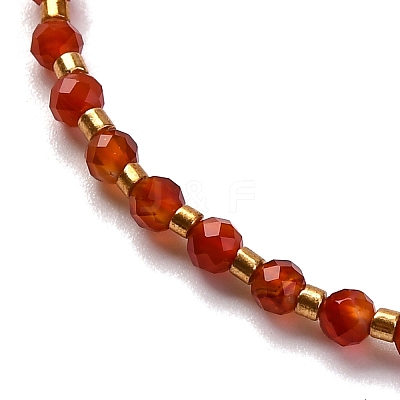 2mm Faceted Natural Carnelian Beaded Braided Adjustable Bracelets for Women PF2854-6-1