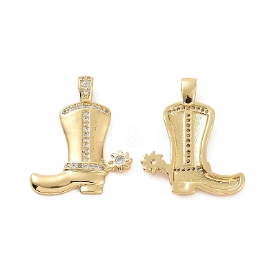 Rack Plating Brass Micro Pave Cubic Zirconia Pendants KK-C008-30G-1
