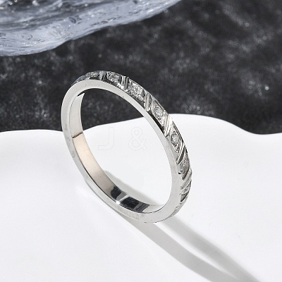 304 Stainless Steel Cubic Zirconia Finger Rings for Women RJEW-F189-01P-1