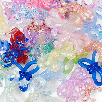 48Pcs 4 Styles Transparent Acrylic Beads OACR-TA0004-94B-1