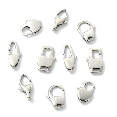 10Pcs 5 Styles 304 Stainless Steel Lobster Claw Clasps STAS-CJ0003-24-1