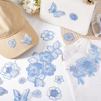16Pcs 16 Styles Embroidery Lace Appliques DIY-GA0007-45-1