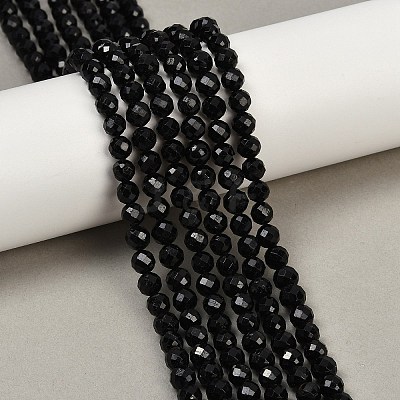 Natural Black Tourmaline Beads Strands G-G927-46-1