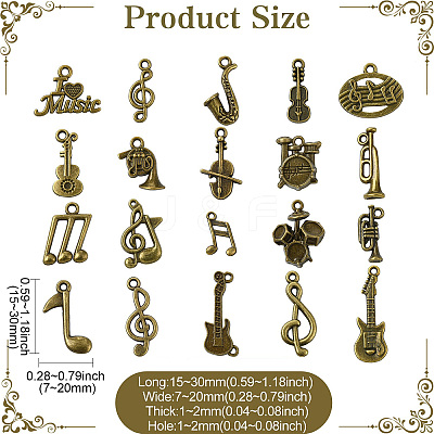 100 Pcs 20 Styles Tibetan Style Alloy Pendants FIND-CJ0003-88-1