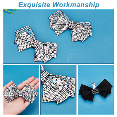 Glass Rhinestone Bowknot Shoe Decorations AJEW-WH0323-24B-1