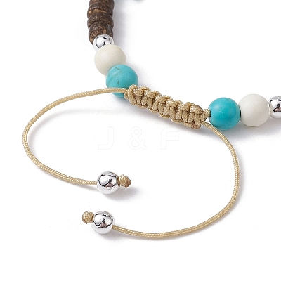Starfish & Tortoise Synthetic Turquoise Braided Bead Bracelet BJEW-JB09967-01-1