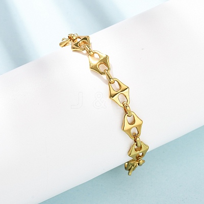 304 Stainless Steel Rhombus Link Chain Bracelets for Women BJEW-F536-09G-1