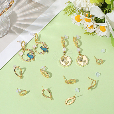 18Pcs 3 Styles Brass Stud Earrings KK-BBC0018-60-1