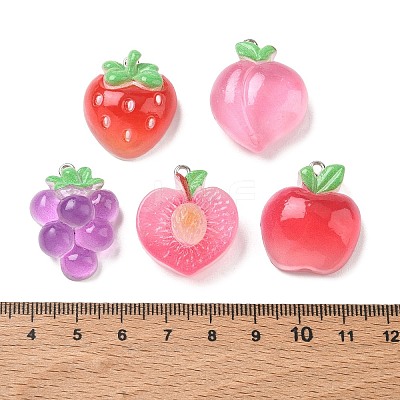 Transparent Resin Imitation Fruit Pendants RE-CBADD3D-03-1