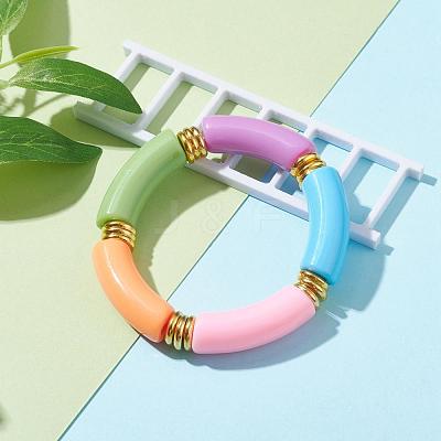Opaque Acrylic Beaded Bracelet BJEW-JB06513-03-1