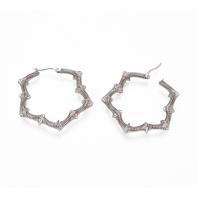 Non-Tarnish Long-Lasting Plated 304 Stainless Steel Wire Wrapped Hoop Earrings EJEW-D250-02-P-1