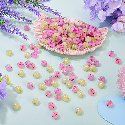 500Pcs 5 Styles Luminous Frosted Acrylic Beads FACR-TA0001-11-1