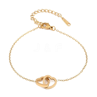 Interlock Heart 304 Stainless Steel Link Bracelets BJEW-B171-14G-1