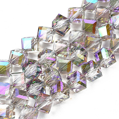 Electroplate Transparent Glass Beads Strands X-EGLA-N002-29-C01-1