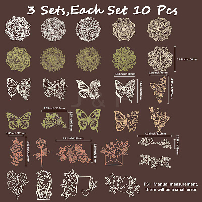 3 Sets 3 Styles Vintage Lace Cut Scrapbook Paper Pads DIY-GF0011-40-1
