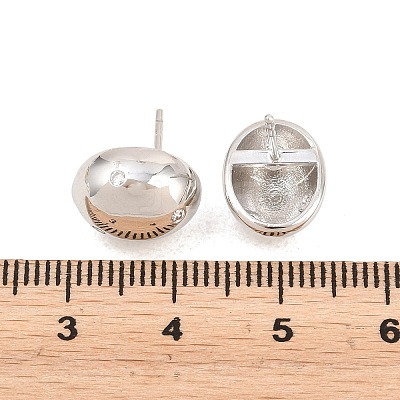 Oval Brass Micro Pave Cubic Zirconia Stud Earrings EJEW-Z164-17P-01-1