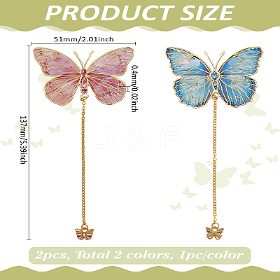 2Pcs 2 Colors Brass Bookmarks AJEW-LP0004-81A-1