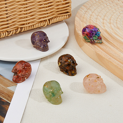 6Pcs 6 Styles Resin Skull Display Decoration DJEW-DC0001-15-1