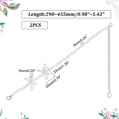2Pcs Adjustable ABS Imitation Pearl Beaded Bag Straps DIY-AR0003-16C-1