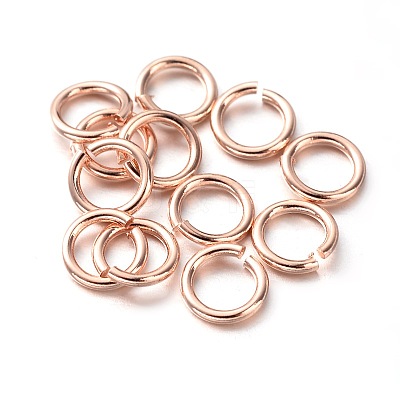 Eco-Friendly PVD Vacuum Plating & Long-Lasting Plated Brass Open Jump Rings X-KK-E663-4mm-RG-1