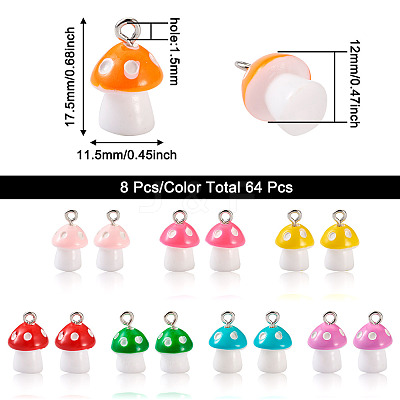 64 Pcs 8 Colors Plastic Pendants KY-KS0001-03-1
