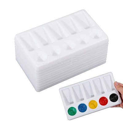 10Pcs 10-Compartment Plastic Watercolor Oil Palette AJEW-GL0003-38-1