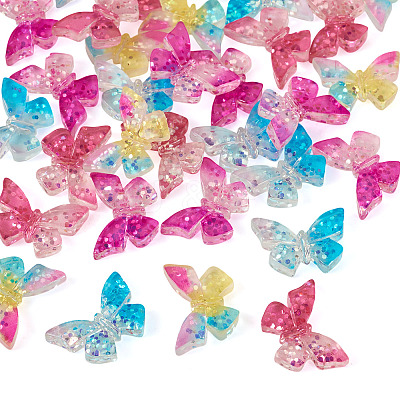 32Pcs 4 Colors Butterfly Transparent Resin Cabochons RESI-TA0004-44-1