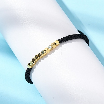 Polyester Cord Braided Bead Bracelets for Women Men BJEW-L698-02G-01-1