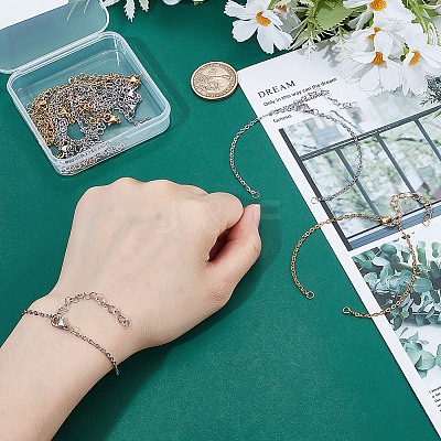 32Pcs 2 Colors 304 Stainless Steel Cable Chain Bracelet Making MAK-ME0001-11-1