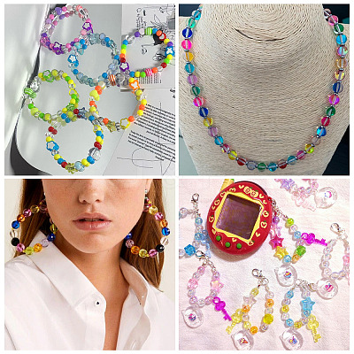 560Pcs 7 Colors Transparent Acrylic Beads MACR-CW0001-10-1