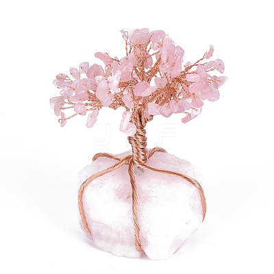 Natural Rose Quartz Chips and Rose Quartz Pedestal Display Decorations G-S282-07-1
