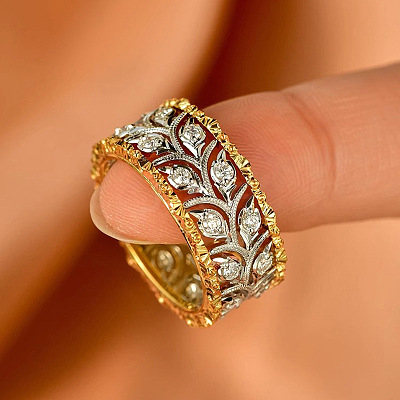 Brass Micro Pave Clear Cubic Zirconia Finger Rings FS-WG88BF1-01-1