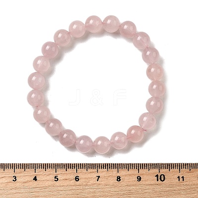 Grade A Natural Rose Quartz Round Beads Stretch Bracelets for Women BJEW-L712-B02-8mm-1