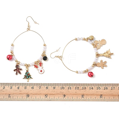 Christmas Theme Alloy Enamel Dangle Earrings EJEW-B068-01G-01-1