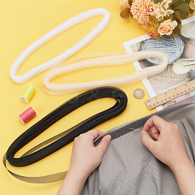 3 Bundles 3 Colors Polyester Fine Soft Horsehair Braid Boning DIY-FG0005-24-1