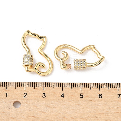 Brass Micro Pave Clear Cubic Zirconia Screw Carabiner Lock Charms KK-Z118-06G-06-1