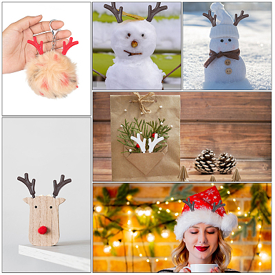 30 Pairs 3 Colors Plastic Snowman Hand Branch Antler AJEW-GF0012-64B-1
