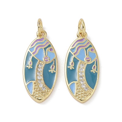 Real 18K Gold Plated Brass Micro Pave Cubic Zirconia Pendants KK-L209-066G-01-1