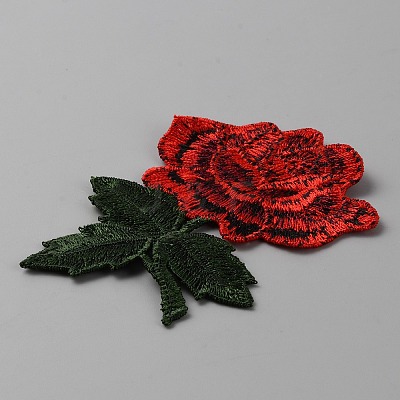 Rose Flower Shape Computerized Embroidery Cloth Iron on/Sew on Patches PATC-WH0007-34B-1