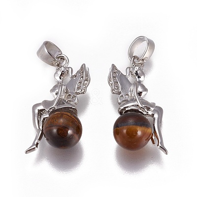 Natural Tiger Eye Pendants G-L512-E11-1