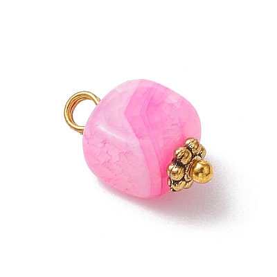 Dyed Natural Agate Cube Charms PALLOY-JF03963-1