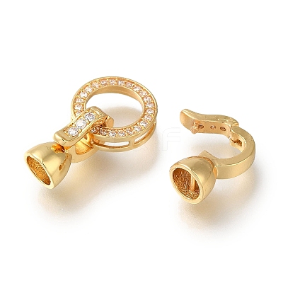Brass Micro Pave Clear Cubic Zirconia Fold Over Clasps KK-H480-29G-1
