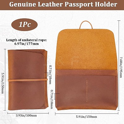 Rectangle Leather Travel Passport Wallet Cover AJEW-WH20007-03C-1