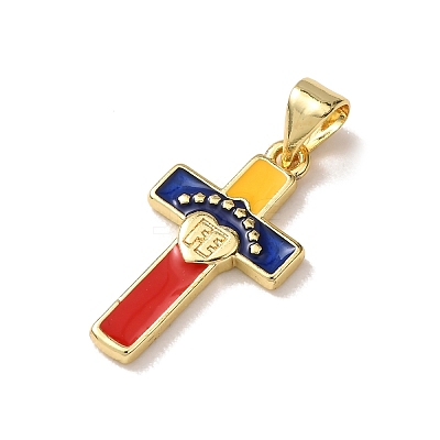 Venezuelan Brass Enamel Pendants KK-P352-01A-G-1