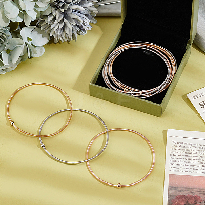 10Pcs 3 Colors Carbon Steel Wire Spring Chains Stretch Bracelet BJEW-PH0004-38-1